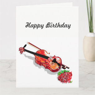 Birthday Card Violin & a Rose
