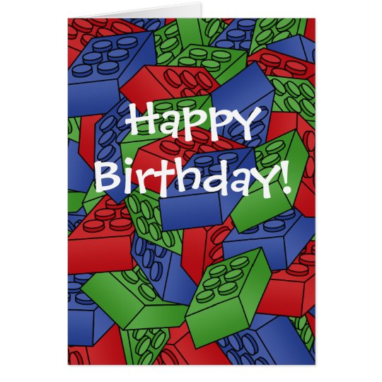Birthday Card with a Pile of Building Blocks