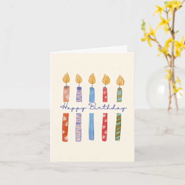 Birthday Card with Balloons & Candles (Yellow Flower)