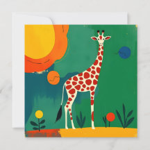 Birthday card With Colorful Giraffe Design