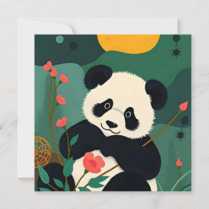 Birthday card With Colourful Panda Design