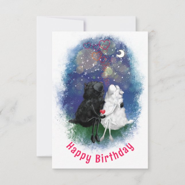 Birthday Card with Couple Lambs Love - Funny (Front)