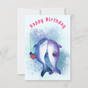 Birthday Card with Couple Shark Love - Funny