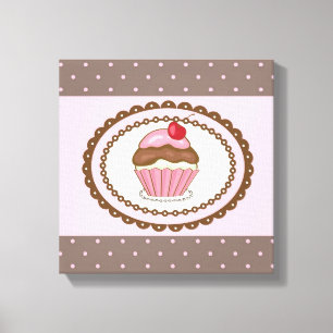 Birthday card with cupcake canvas print