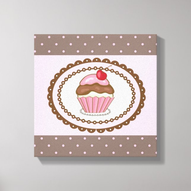 Birthday card with cupcake canvas print (Front)