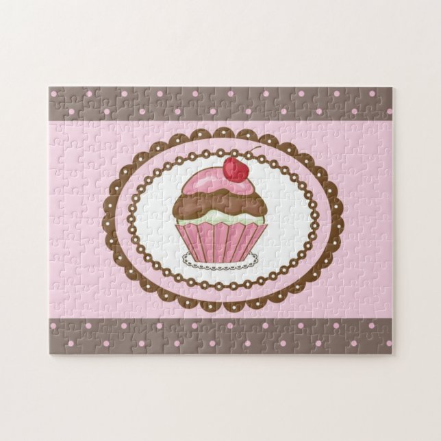 Birthday card with cupcake jigsaw puzzle (Horizontal)