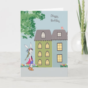 Birthday Card with Cute Bohemian Bunny
