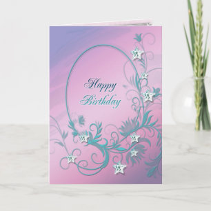 Birthday card with diamond stars