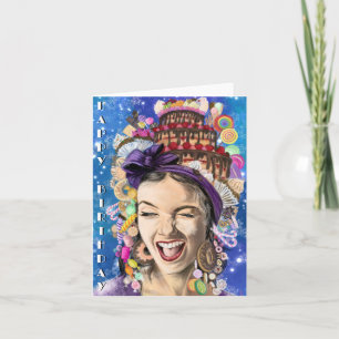 Birthday Card with Happy Woman - Funny