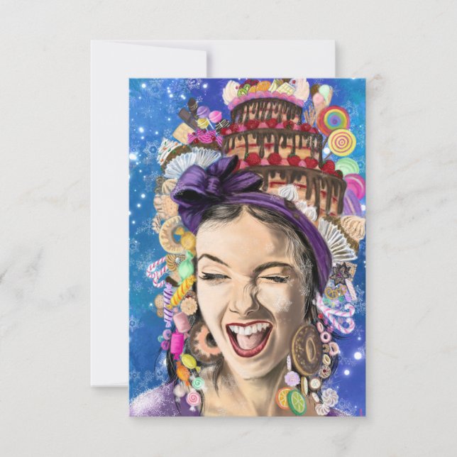 Birthday Card with Happy Woman - Funny (Front)