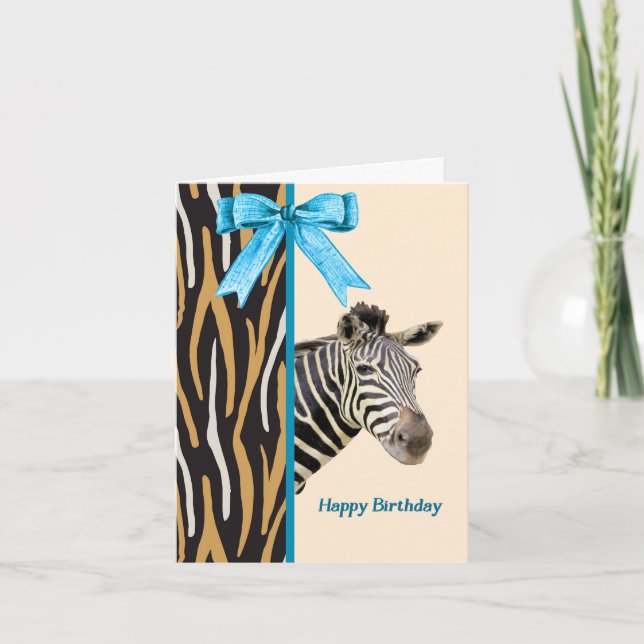 Birthday Card with Image of Zebra (Front)