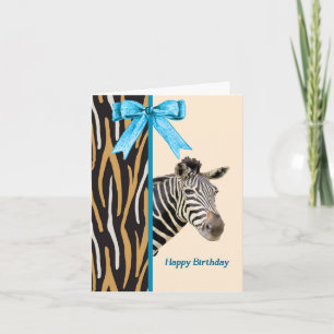 Birthday Card with Image of Zebra