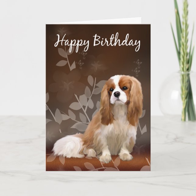 Birthday Card With King Charles Spaniel (Front)