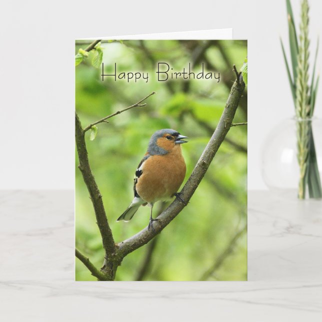 Birthday Card With Male Chaffinch (Fringilla coele (Front)