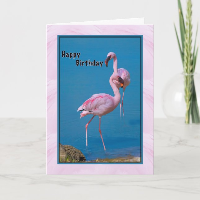 Birthday Card with Pink Flamingo (Front)