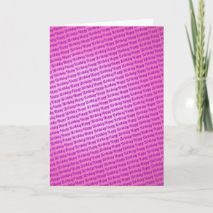 Birthday card with repeating self-coloured text