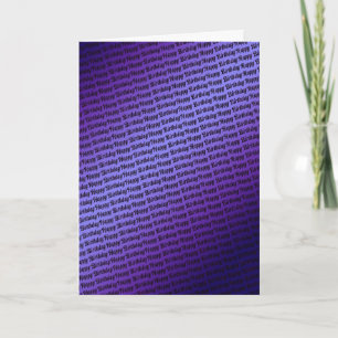 Birthday card with repeating self-coloured text