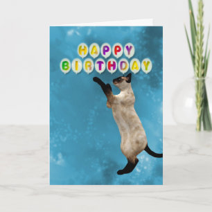 Birthday card with siamese cats