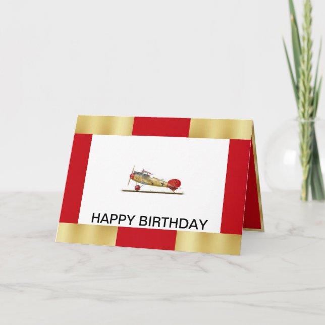Birthday Card with the Airplane Red Barron (Front)