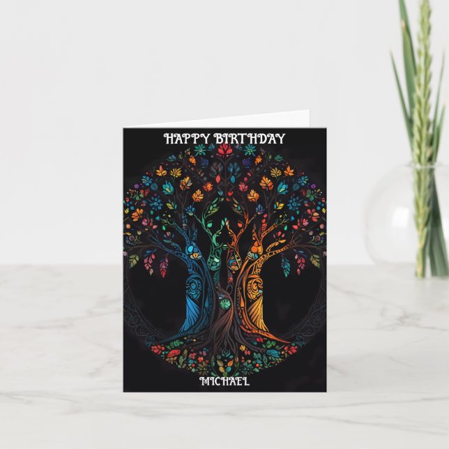 Birthday Card with Tree in full color Invitation (Front)