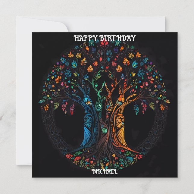 Birthday Card with Tree in full color Invitation (Front)