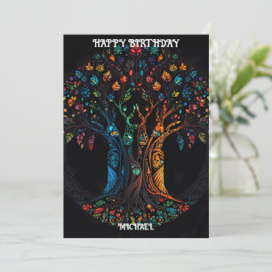 Birthday Card with Tree in full colour Invitation