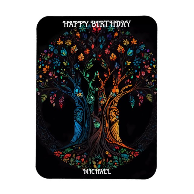 Birthday Card with Tree in full colour Invitation Magnet (Vertical)
