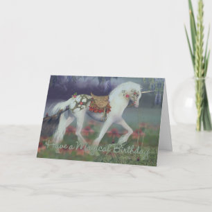 Birthday Card with Unicorn, Fantasy Birthday Card