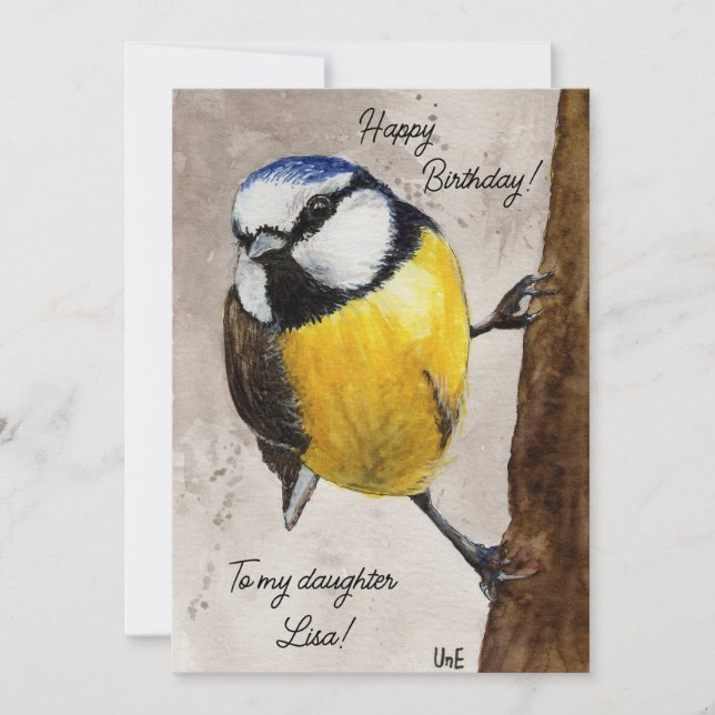 Birthday card with watercolor Blue Mice (Front)