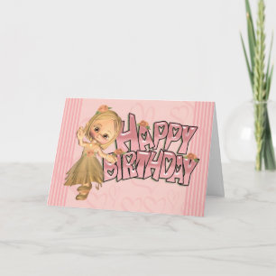 Birthday Card With With Cute Little Girl