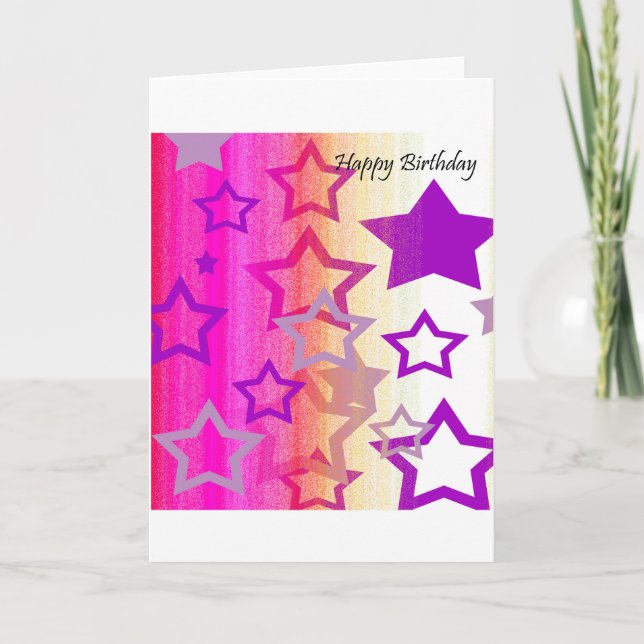 Birthday Card - You're a Star! (Pink, Purple) (Front)