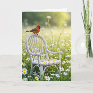 Birthday Cardinal On a Wicker Chair Card