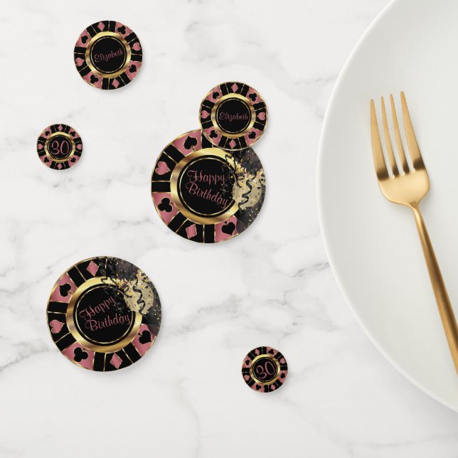Birthday Casino Poker Chip - Rose Gold Confetti (Group)