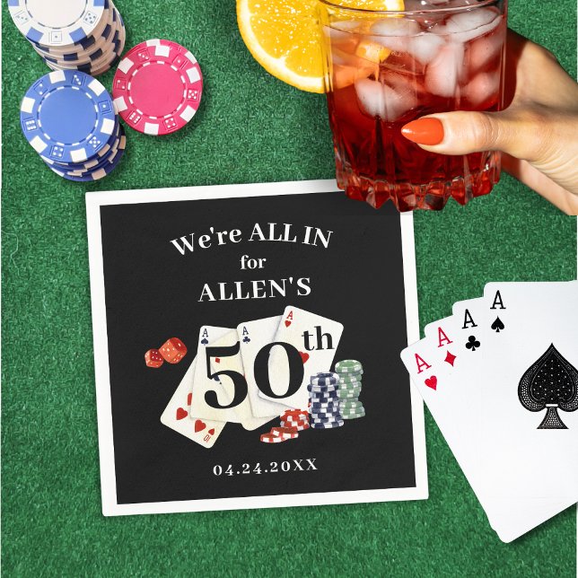 Birthday Casino Poker Vegas Personalized Napkin (Creator Uploaded)