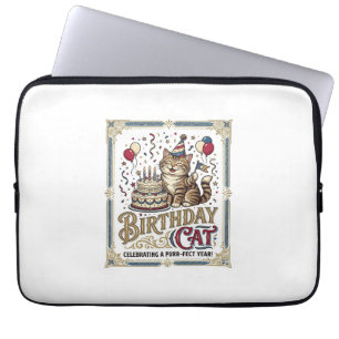 Birthday Cat Cat Birthday Age Vintage Vector Art S Laptop Sleeve