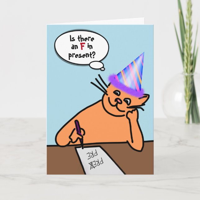 Birthday Cat Humour Card (Front)
