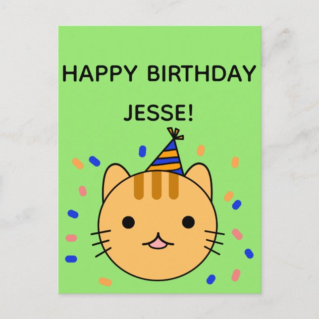 Birthday Cat | Orange Cat Happy Birthday Greeting Postcard (Front)