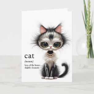 Birthday Cat With Pearl Necklace  Card