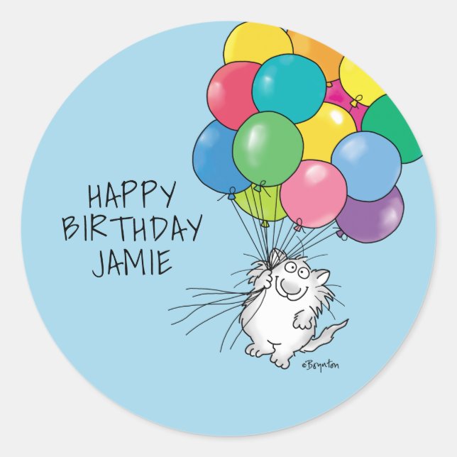 BIRTHDAY CATS by Sandra Boynton Classic Round Stic Sticker (Front)