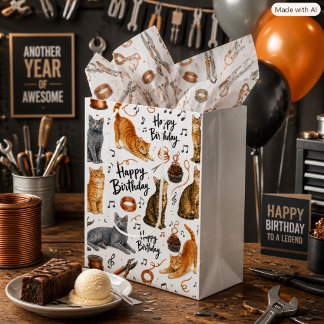 Birthday Cats with Copper Wire Tools Men’s Medium Gift Bag