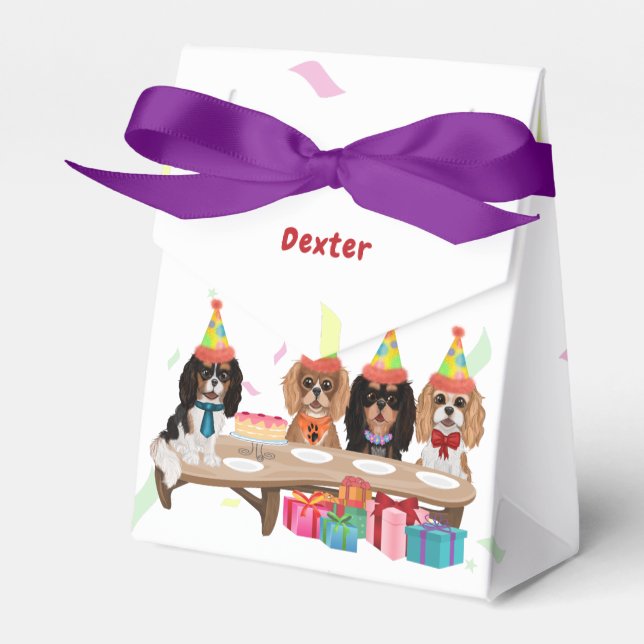 Birthday Cavalier King Charles Spaniel   Favor Box (Front Side)