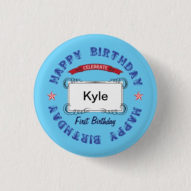 Birthday Celebration 1 Inch Round Button (Front)
