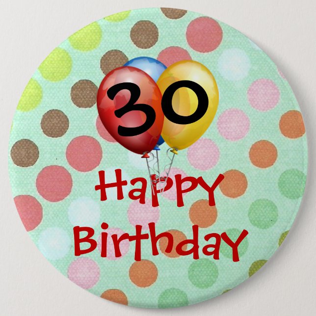 Birthday Celebration "30" Button Template (Front)