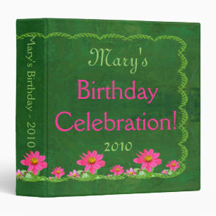 Birthday Celebration Album Pink Zinnias Binder