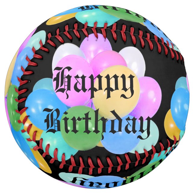 Birthday Celebration Balloons And Birthday Text, Softball (Front Left)