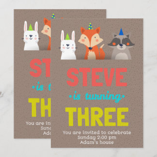 Birthday Celebration Cute Animals Card Art