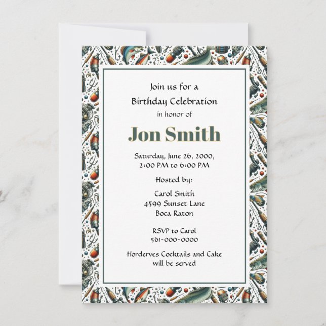 Birthday Celebration for Fisherman Party  Invitation (Front)