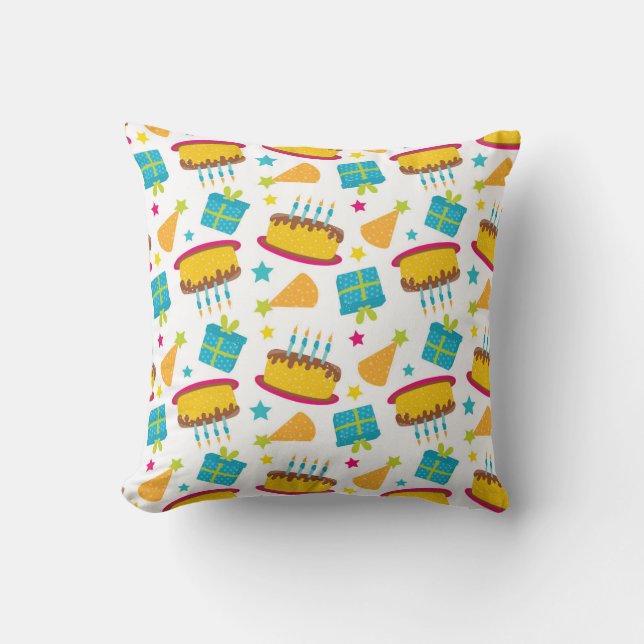 Birthday Celebration Pattern Throw Pillow (Front)
