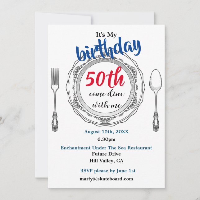 Birthday celebrations, come dine with me! Photo Invitation (Front)