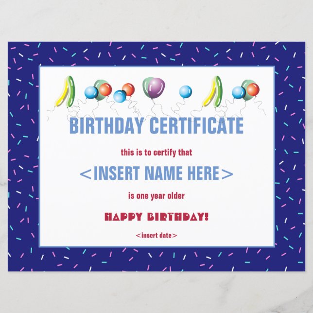 Birthday Certificate (Front)